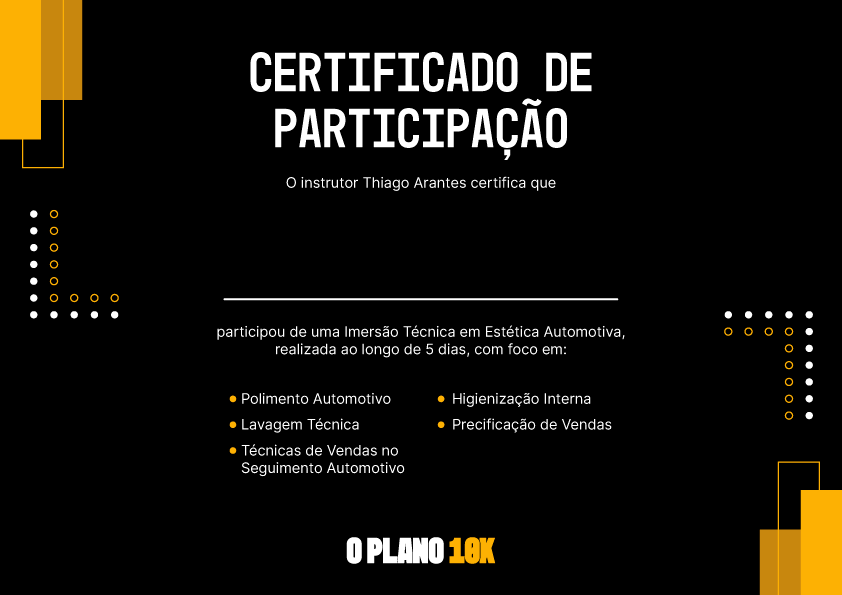 Certificado de Participação - O Plano 10K